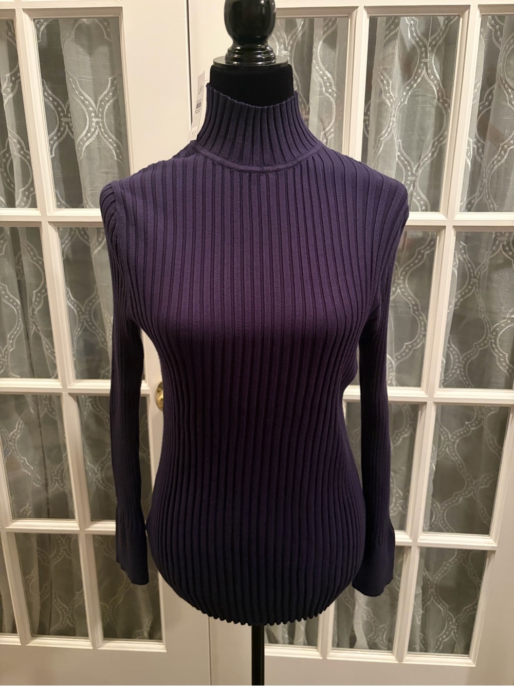 LOFT Ribbed Mock Turtleneck Sweater - Deep Plum NWT size large